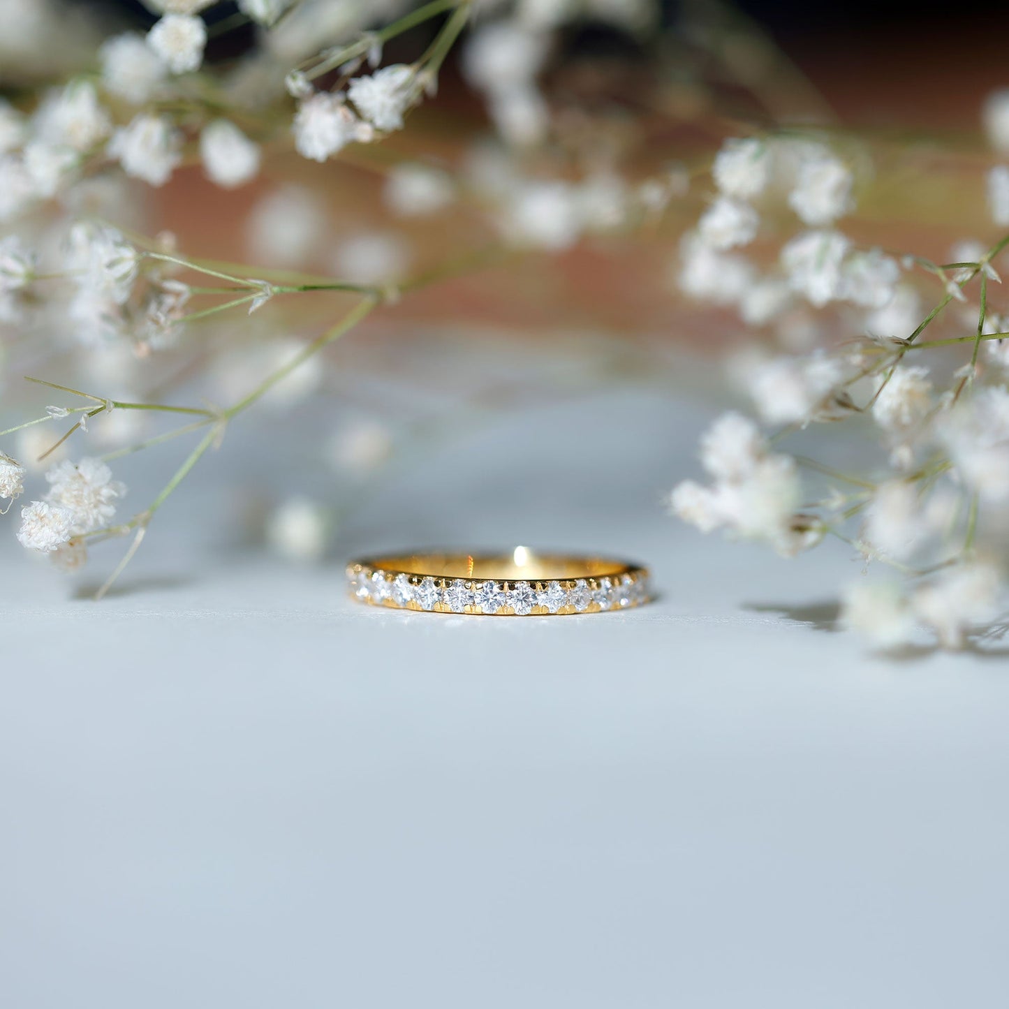 Certified French Pave Set Moissanite Stackable Full Eternity Ring