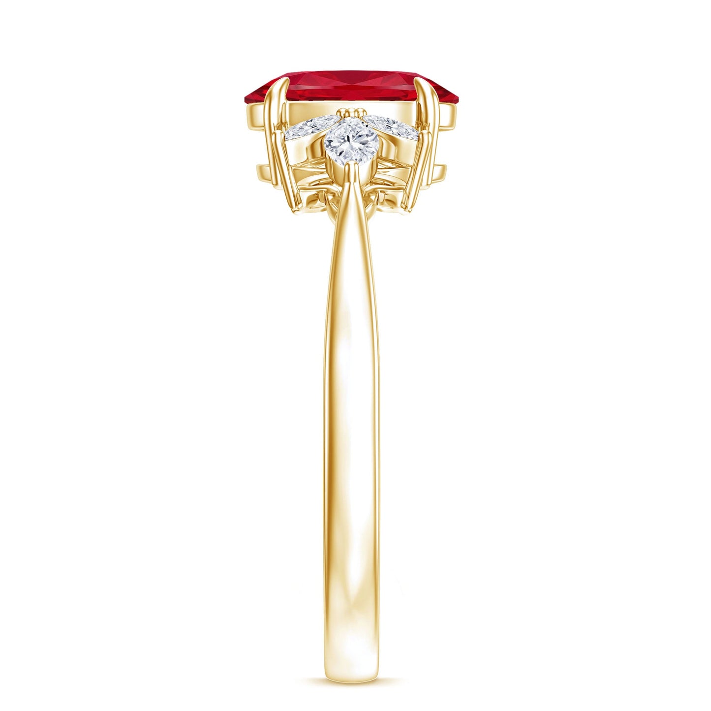 1.5 Carat Lab Created Ruby Oval Engagement Ring with Diamonds