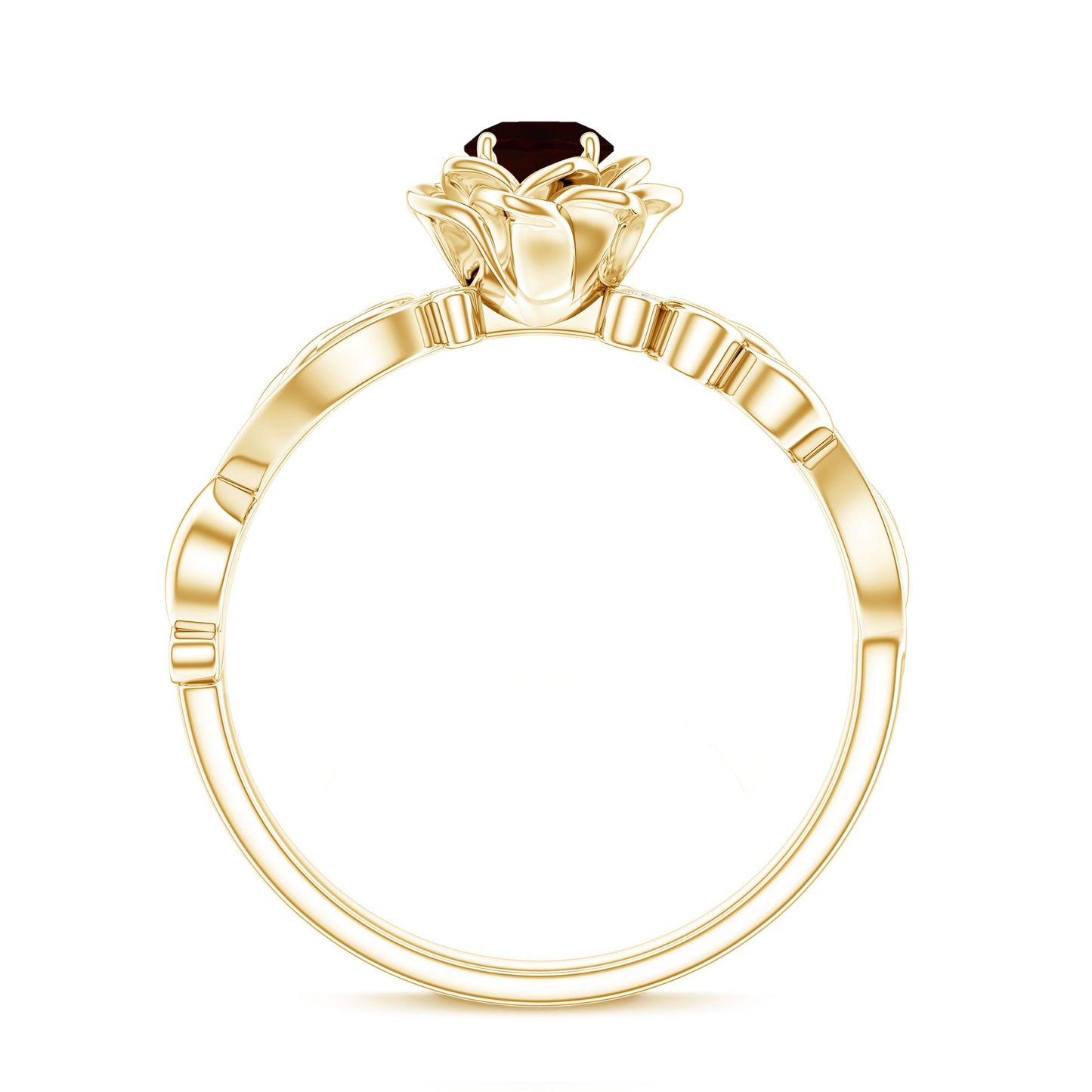 Certified Natural Garnet Rose Flower Engagement Ring with Diamond
