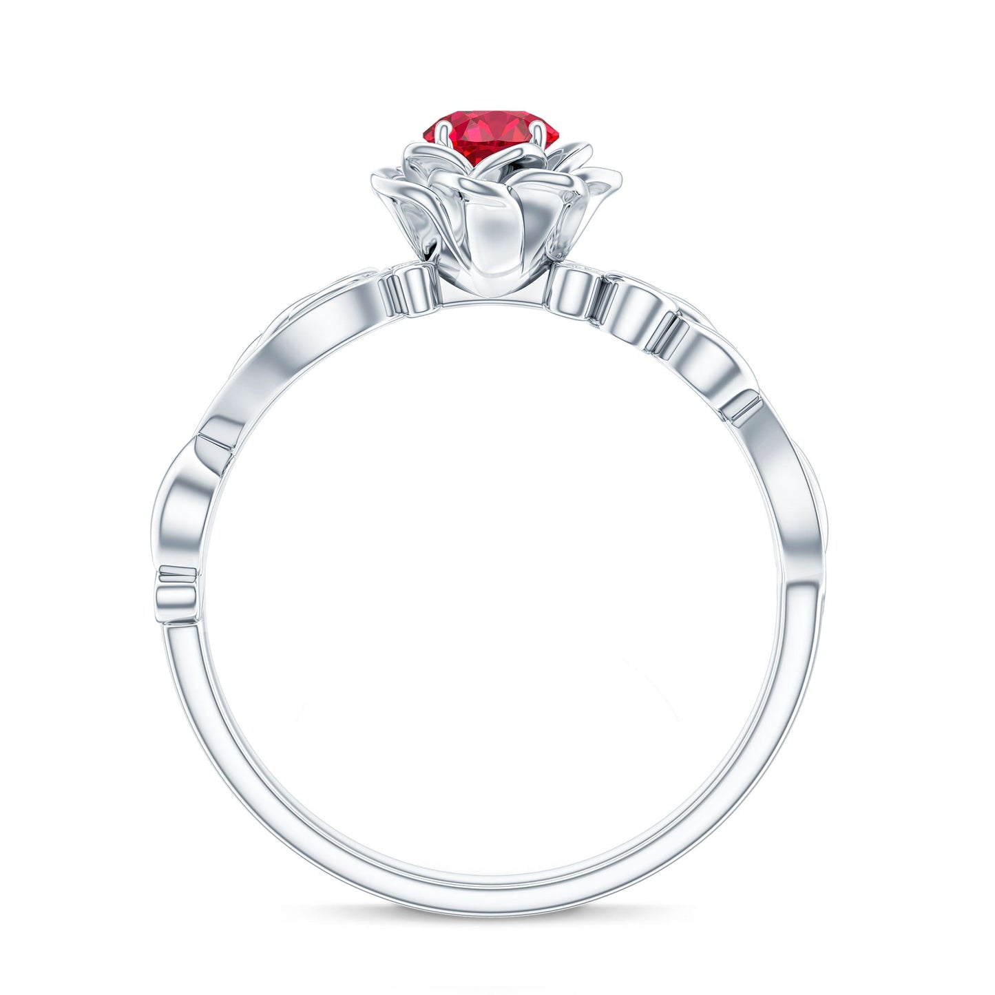 Nature Inspired Engagement Ring with Lab Ruby and Diamonds