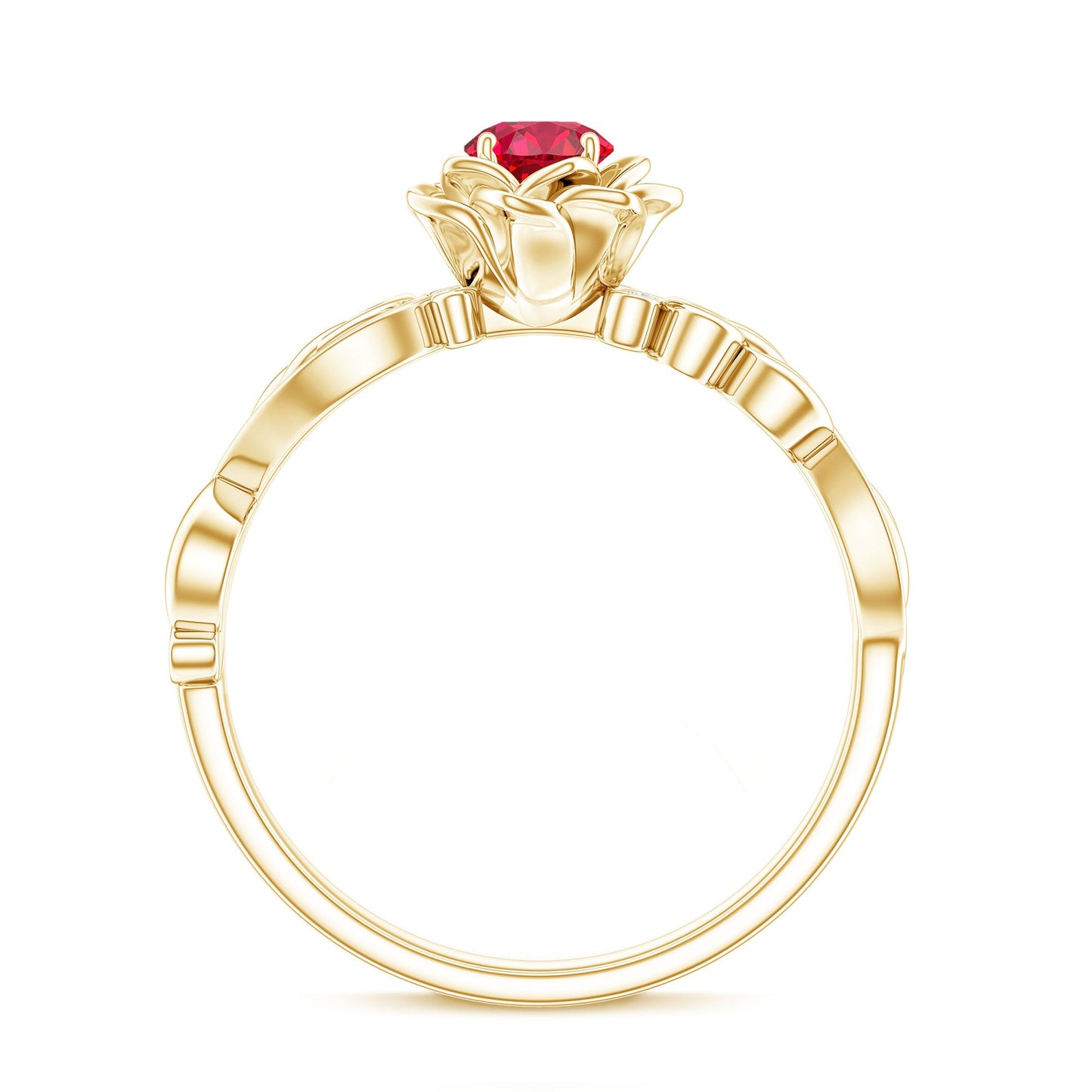 Nature Inspired Engagement Ring with Lab Ruby and Diamonds