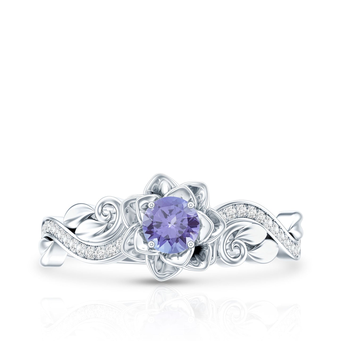 Nature Inspired Tanzanite Engagement Ring with Diamond