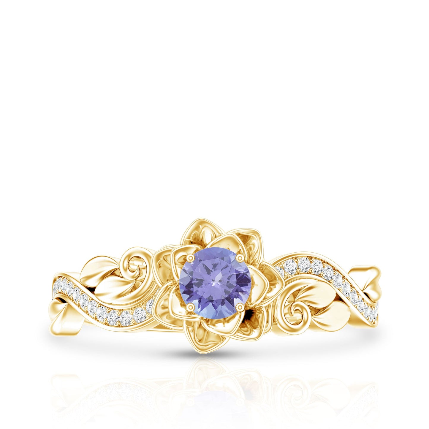 Nature Inspired Tanzanite Engagement Ring with Diamond