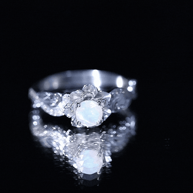 Genuine Ethiopian Opal Flower Engagement Ring With Real Diamond