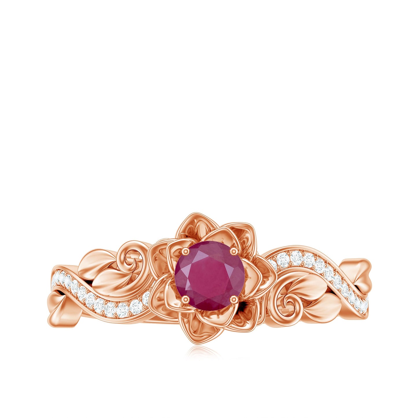 Nature Inspired 0.6 Carat Ruby Diamond Engagement Ring for Women