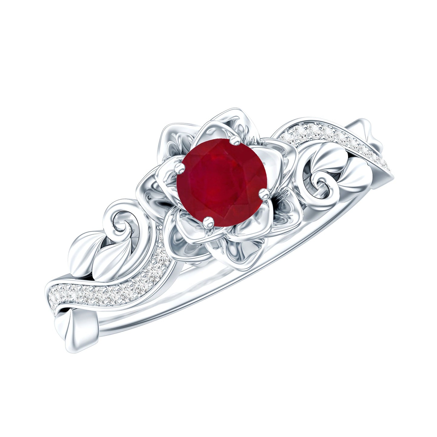 Nature Inspired 0.6 Carat Ruby Diamond Engagement Ring for Women