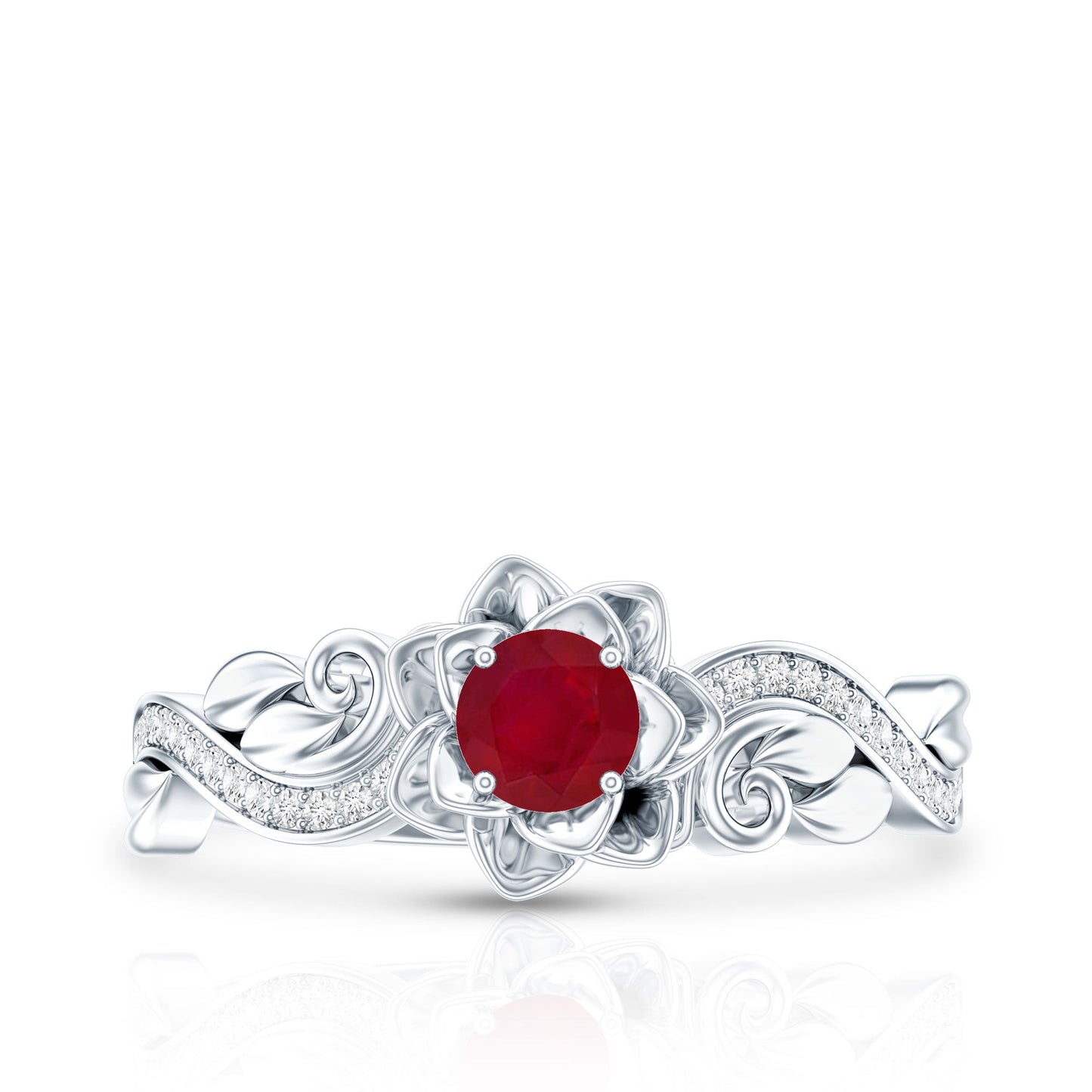 Nature Inspired 0.6 Carat Ruby Diamond Engagement Ring for Women