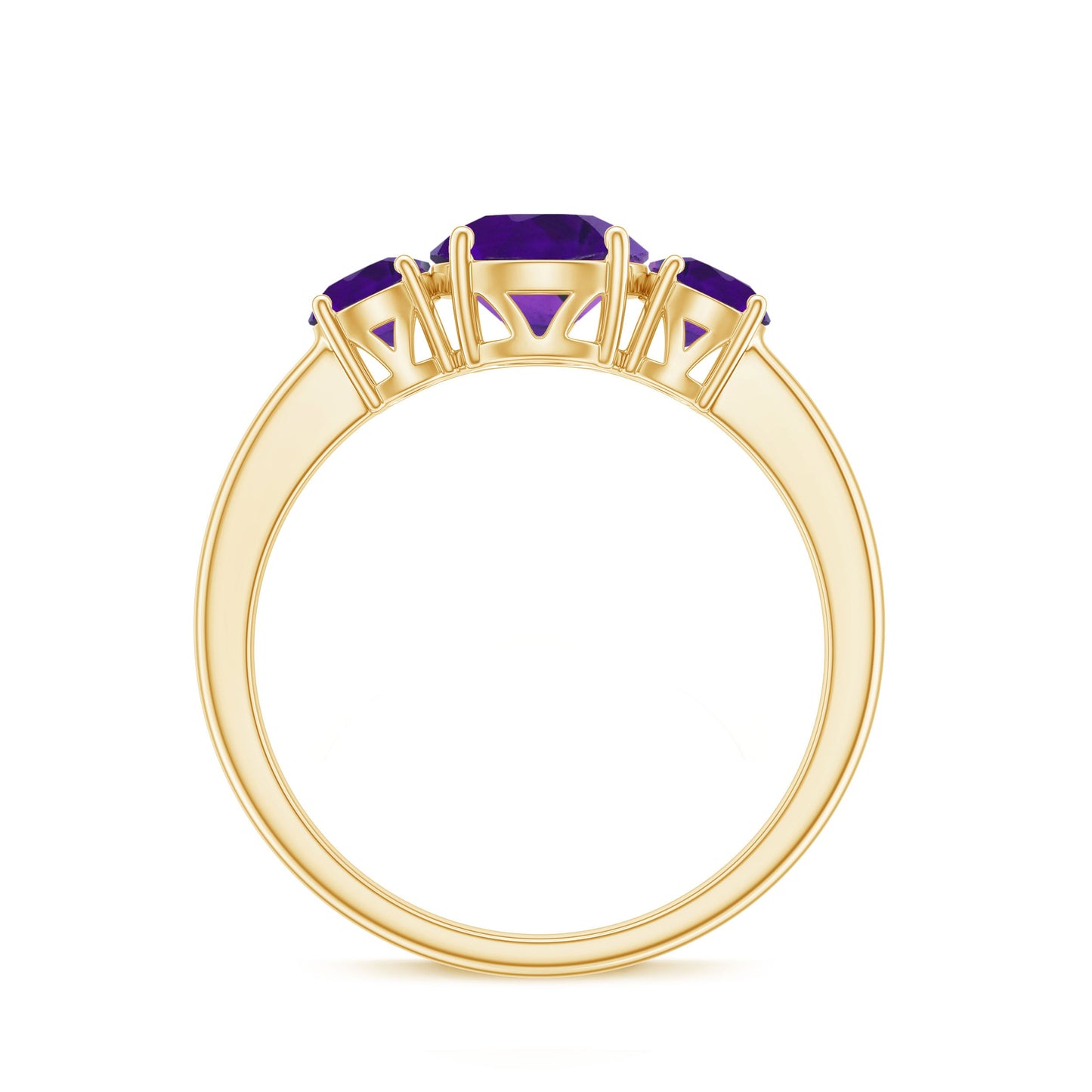 Real Amethyst 3 Stone Engagement Ring for Women