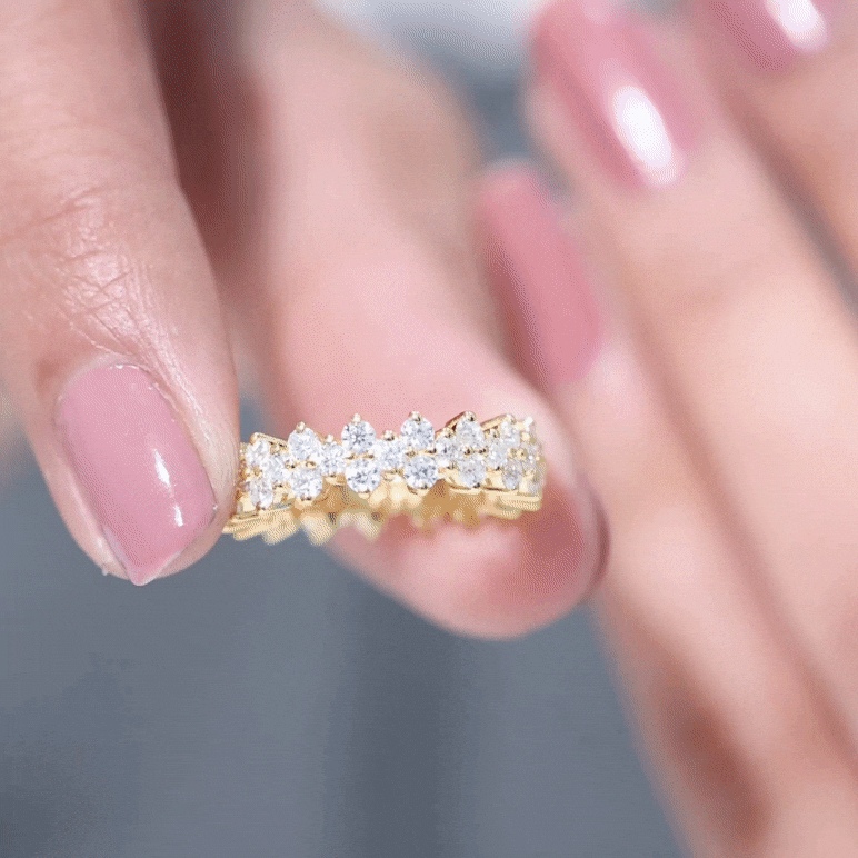 Cluster Wedding Band for Women with Moissanite