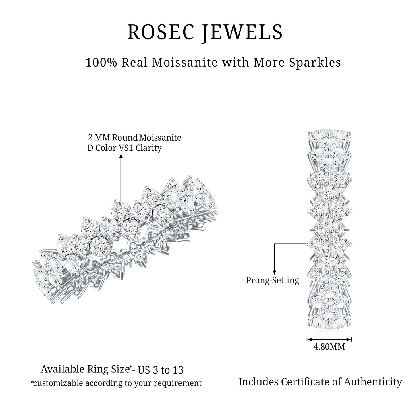 Cluster Wedding Band for Women with Moissanite
