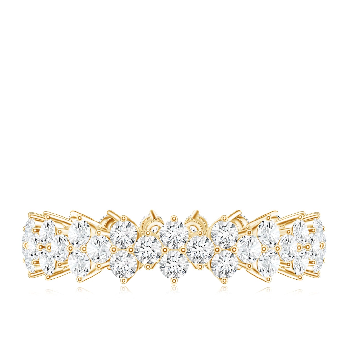 Cluster Wedding Band for Women with Moissanite
