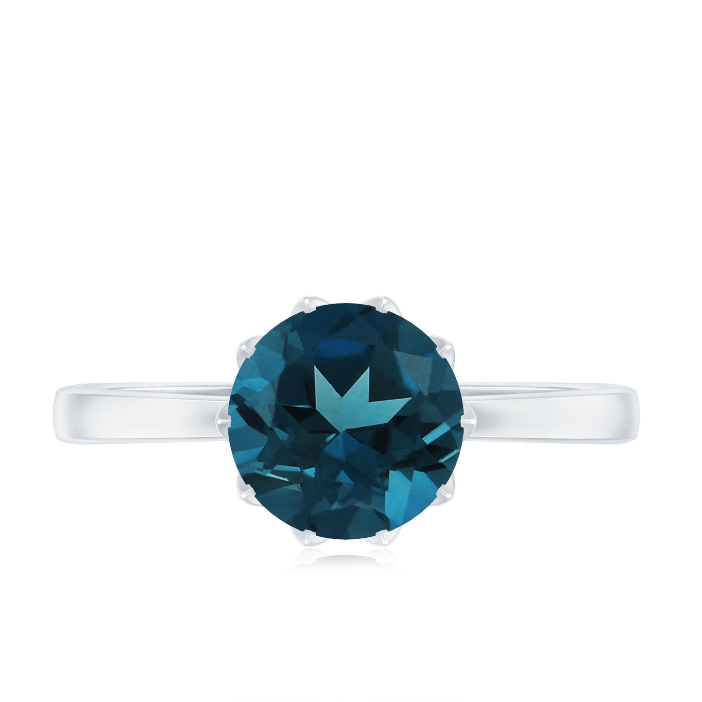 Lotus Basket Set Solitaire London Blue Topaz Engagement Ring