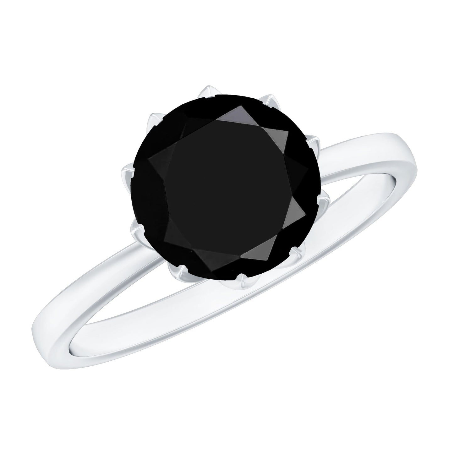 Natural 2.68 Carat Black Spinel Solitaire Engagement Ring