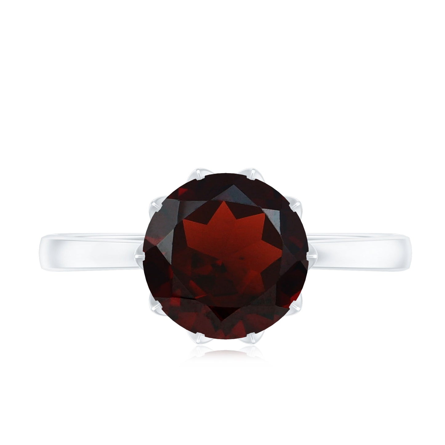 Natural 2.3 Carat Garnet Solitaire Engagement Ring