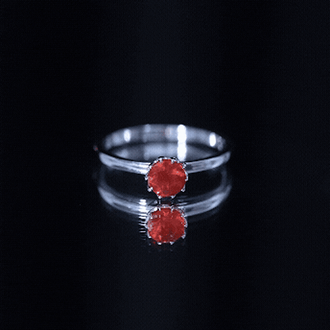 0.75 Carat Round Fire Opal Solitaire Ring in Lotus Basket Setting