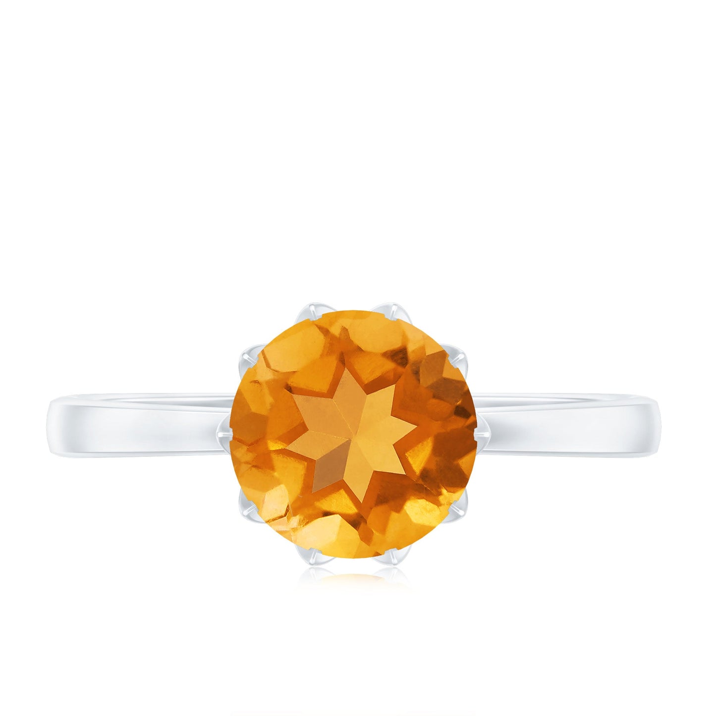 Real Solitaire Citrine Engagement Ring in Lotus Basket Setting