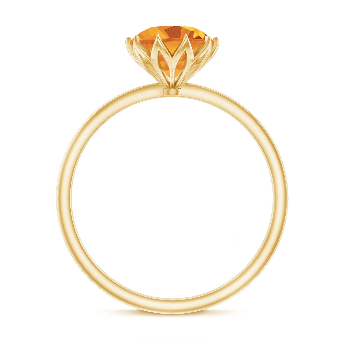 Real Solitaire Citrine Engagement Ring in Lotus Basket Setting