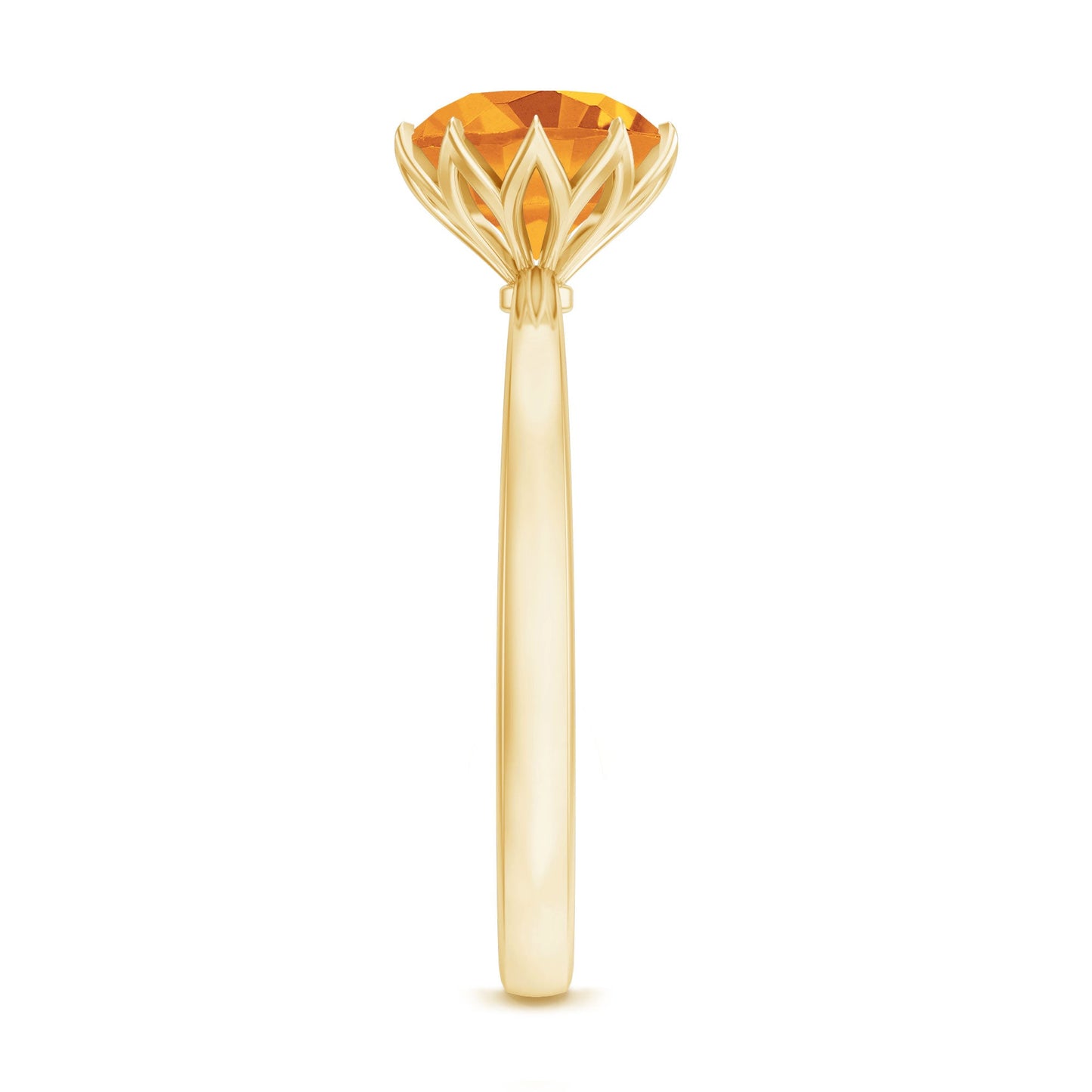 Real Solitaire Citrine Engagement Ring in Lotus Basket Setting