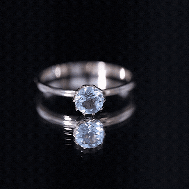 0.8 Carat Round Cut Aquamarine Solitaire Engagement Ring