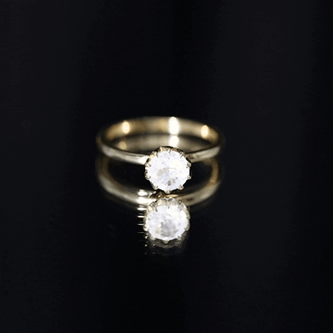 Natural Moonstone Solitaire Ring in Lotus Basket Setting