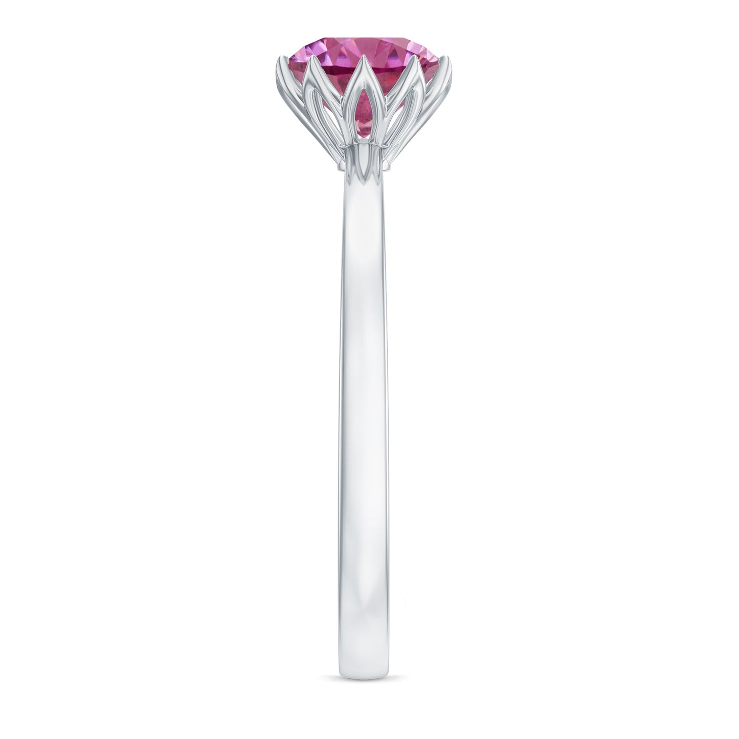 1.2 Carat Natural Pink Tourmaline Solitaire Ring in Lotus Basket Setting