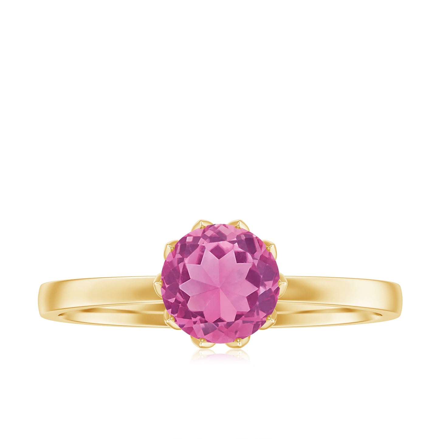 1.2 Carat Natural Pink Tourmaline Solitaire Ring in Lotus Basket Setting