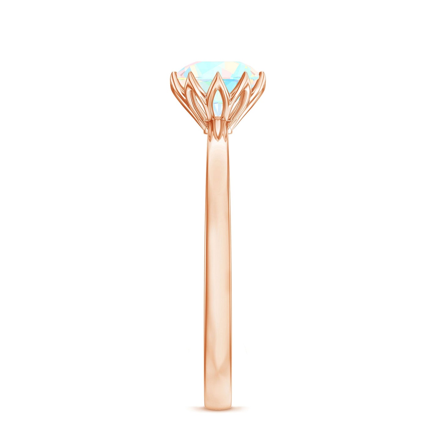 Natural 2 Cart Ethiopian Opal Engagement Ring in Lotus Basket Setting