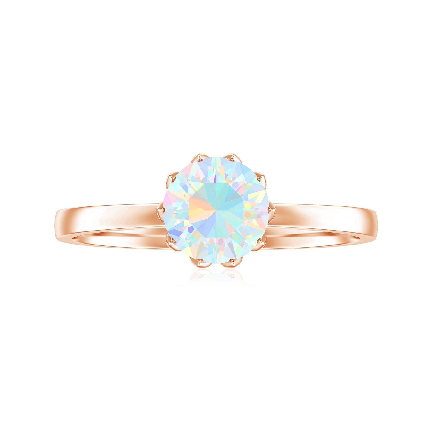 Natural 2 Cart Ethiopian Opal Engagement Ring in Lotus Basket Setting