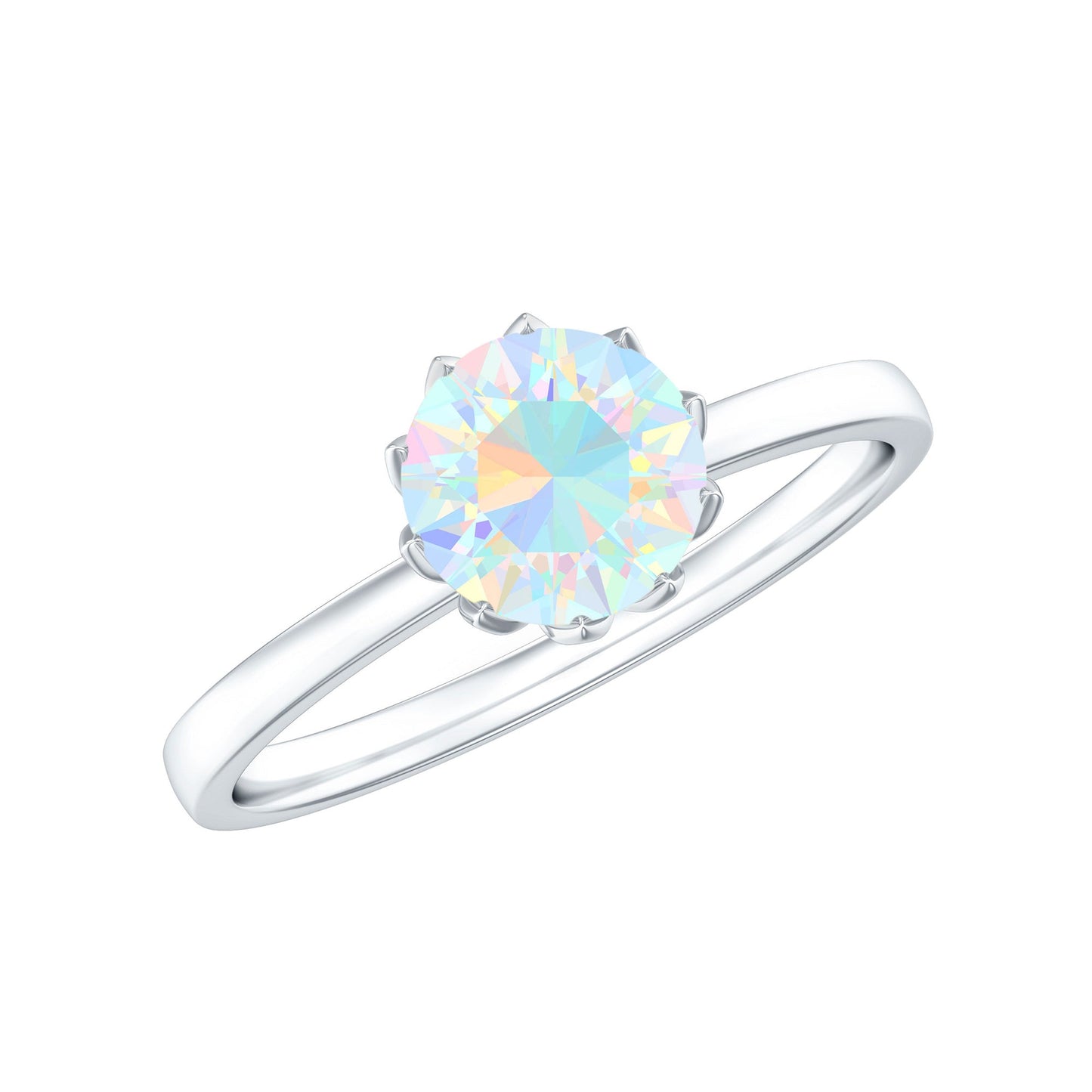 Natural 2 Cart Ethiopian Opal Engagement Ring in Lotus Basket Setting
