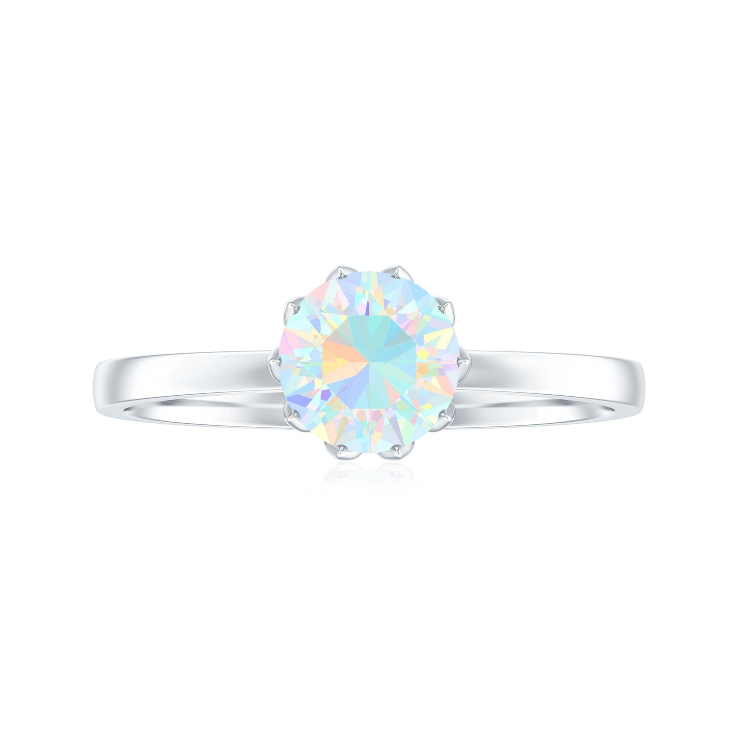 Natural 2 Cart Ethiopian Opal Engagement Ring in Lotus Basket Setting