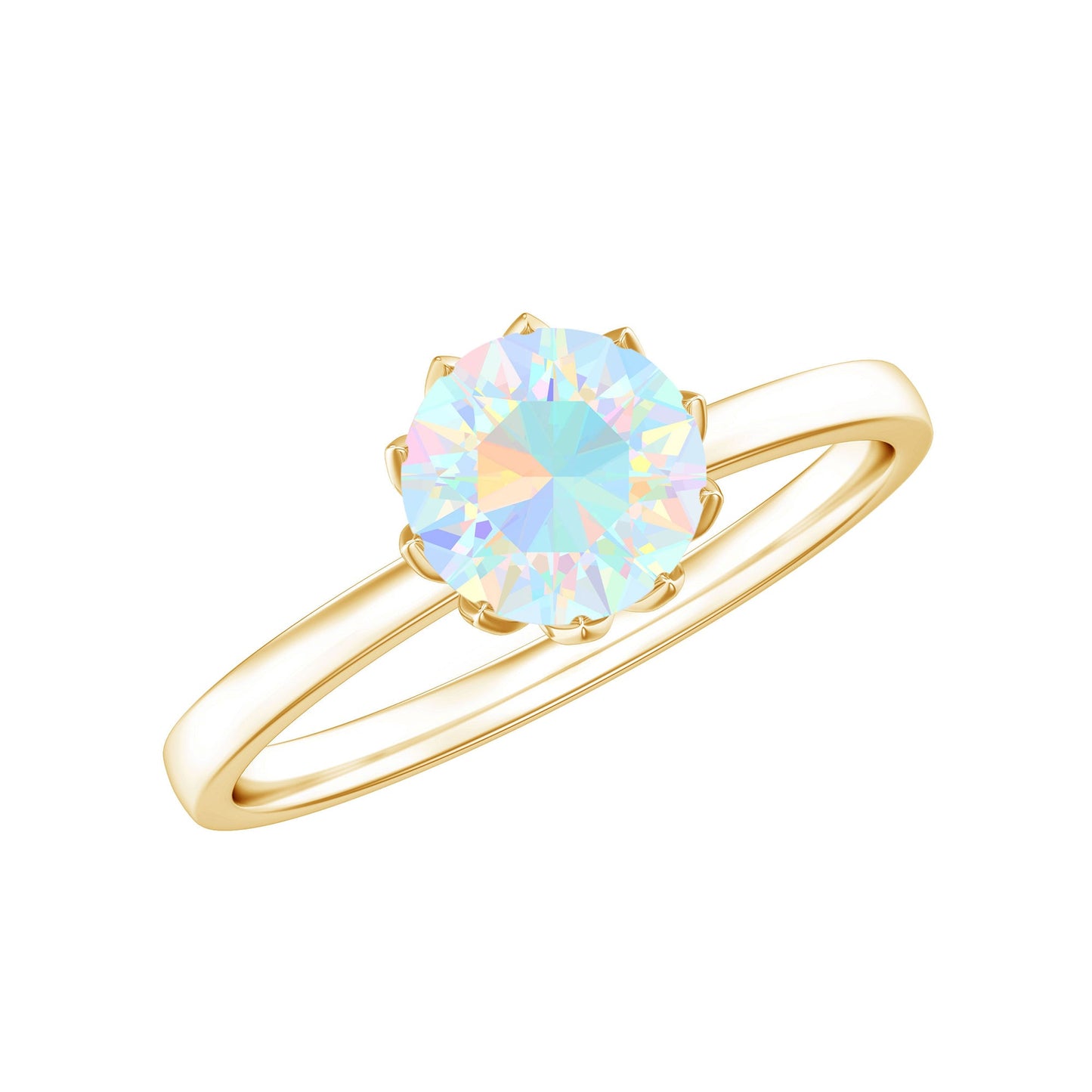 Natural 2 Cart Ethiopian Opal Engagement Ring in Lotus Basket Setting