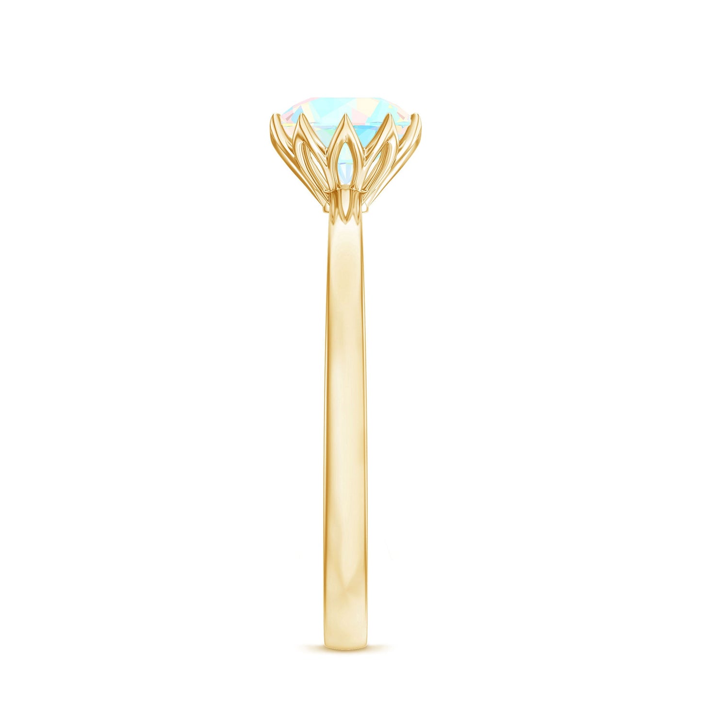 Natural 2 Cart Ethiopian Opal Engagement Ring in Lotus Basket Setting