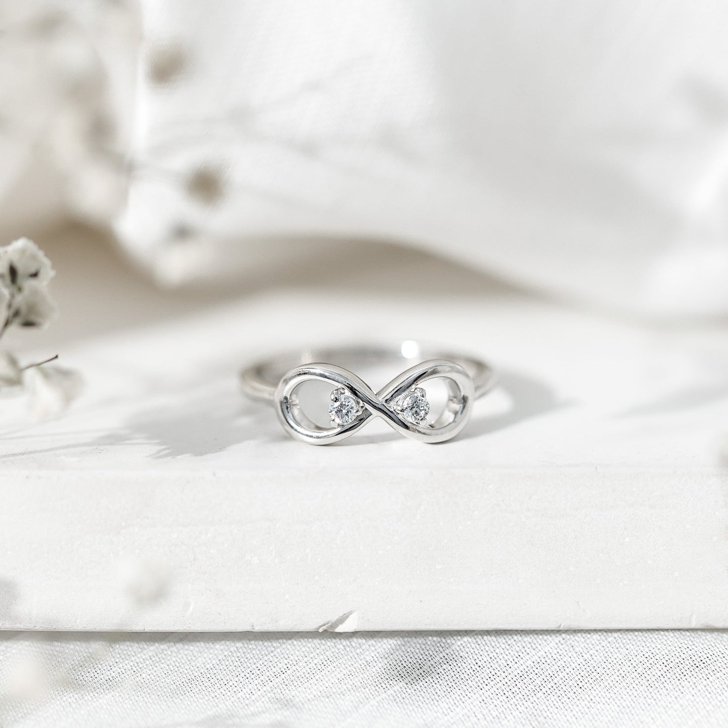 Minimalist Moissanite Infinity Promise Ring