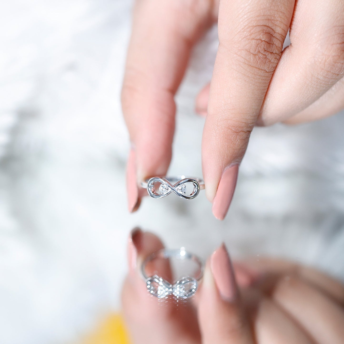 Minimalist Moissanite Infinity Promise Ring