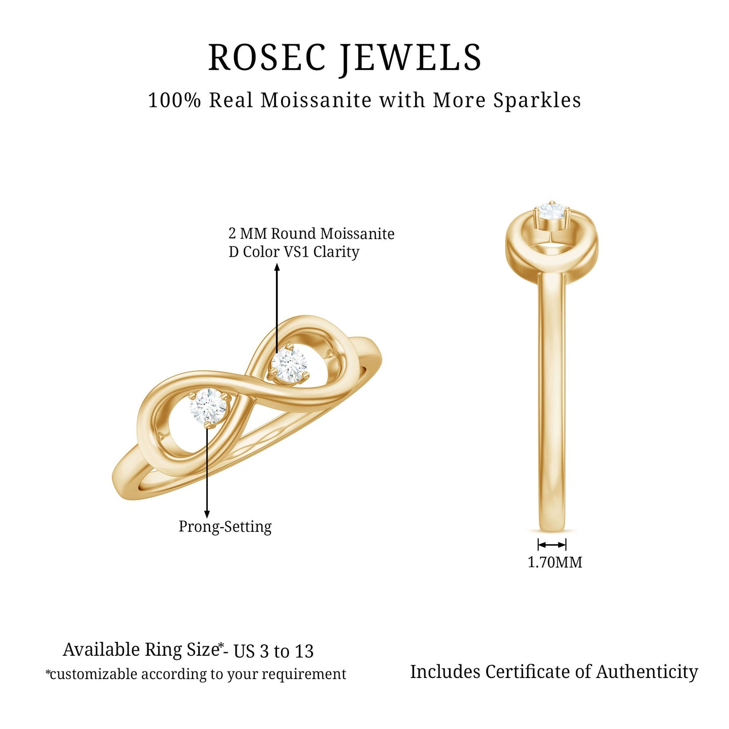 Minimalist Moissanite Infinity Promise Ring