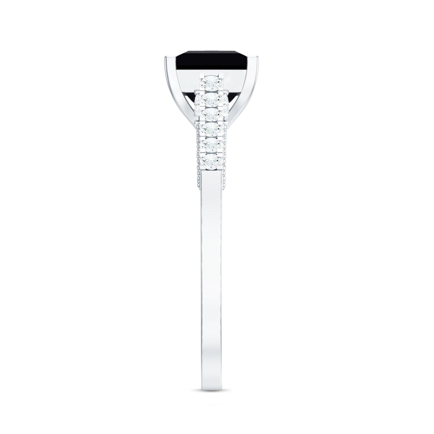 Vintage Inspired 1 Carat Lab Created Black and White Diamond Engagement Ring
