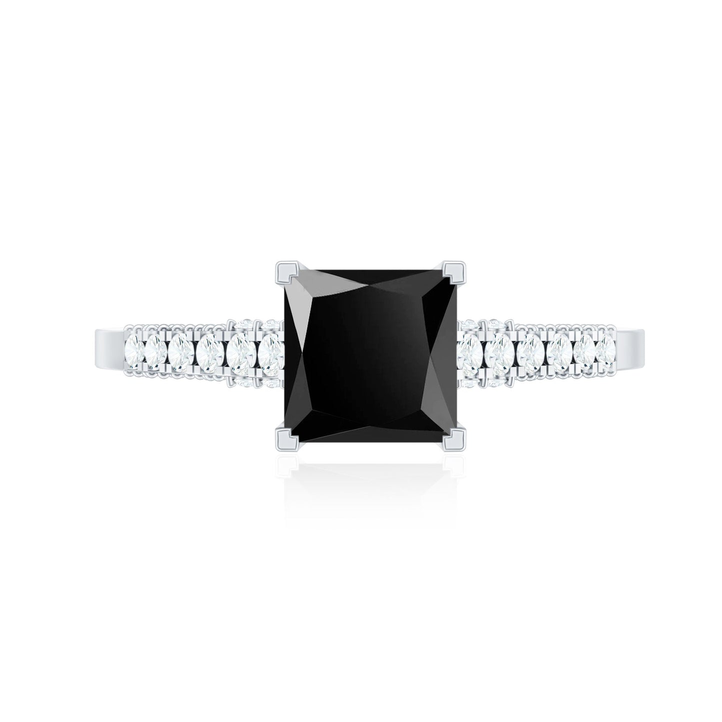 Vintage Inspired 1 Carat Lab Created Black and White Diamond Engagement Ring