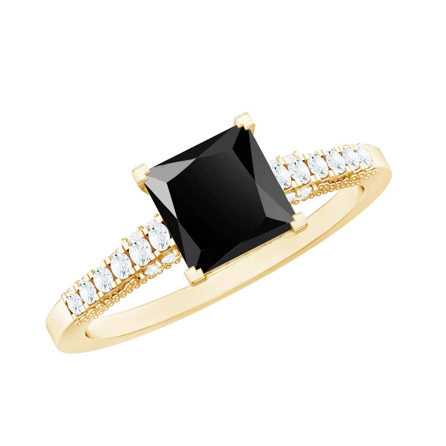 Vintage Inspired 1 Carat Lab Created Black and White Diamond Engagement Ring