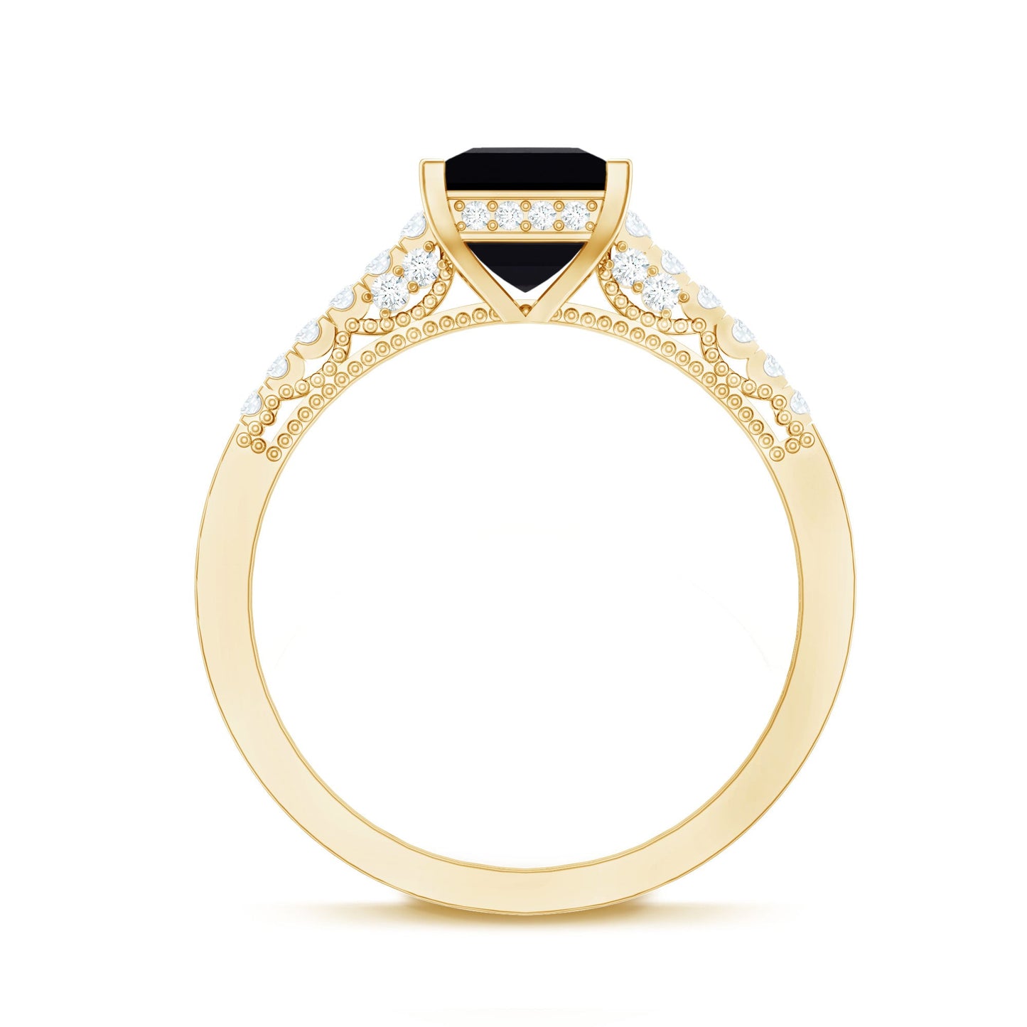 Vintage Inspired 1 Carat Lab Created Black and White Diamond Engagement Ring