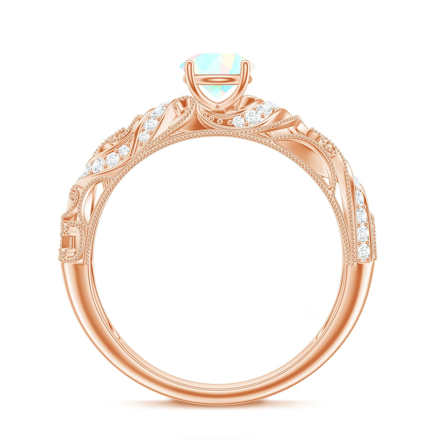 Natural Ethiopian Opal Diamond Vintage Looking Engagement Ring with Certificate