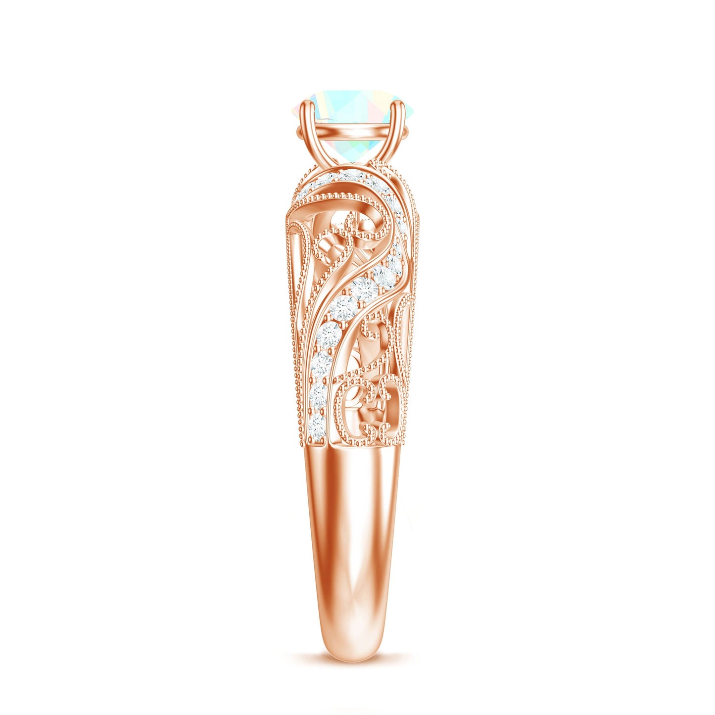 Natural Ethiopian Opal Diamond Vintage Looking Engagement Ring with Certificate