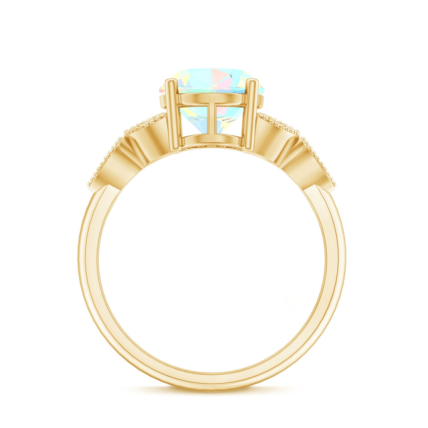 1.3 Carat Vintage Style Ethiopian Opal Oblong Engagement Ring with Diamond