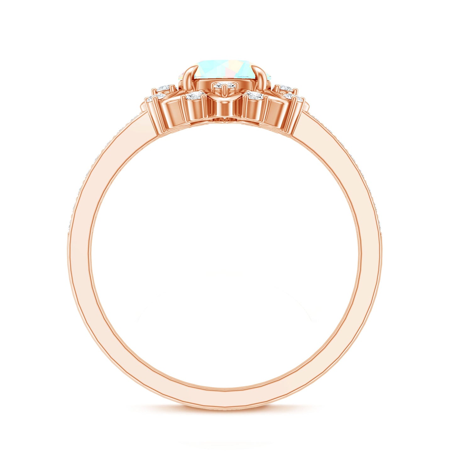 Genuine Ethiopian Opal Flower Engagement Ring with Diamond