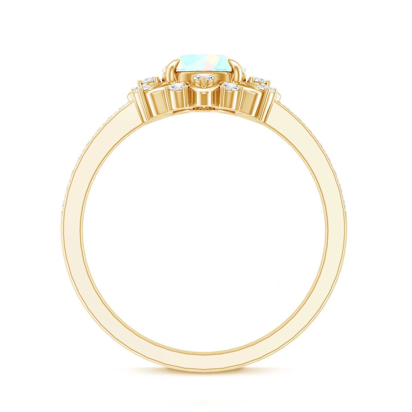 Genuine Ethiopian Opal Flower Engagement Ring with Diamond