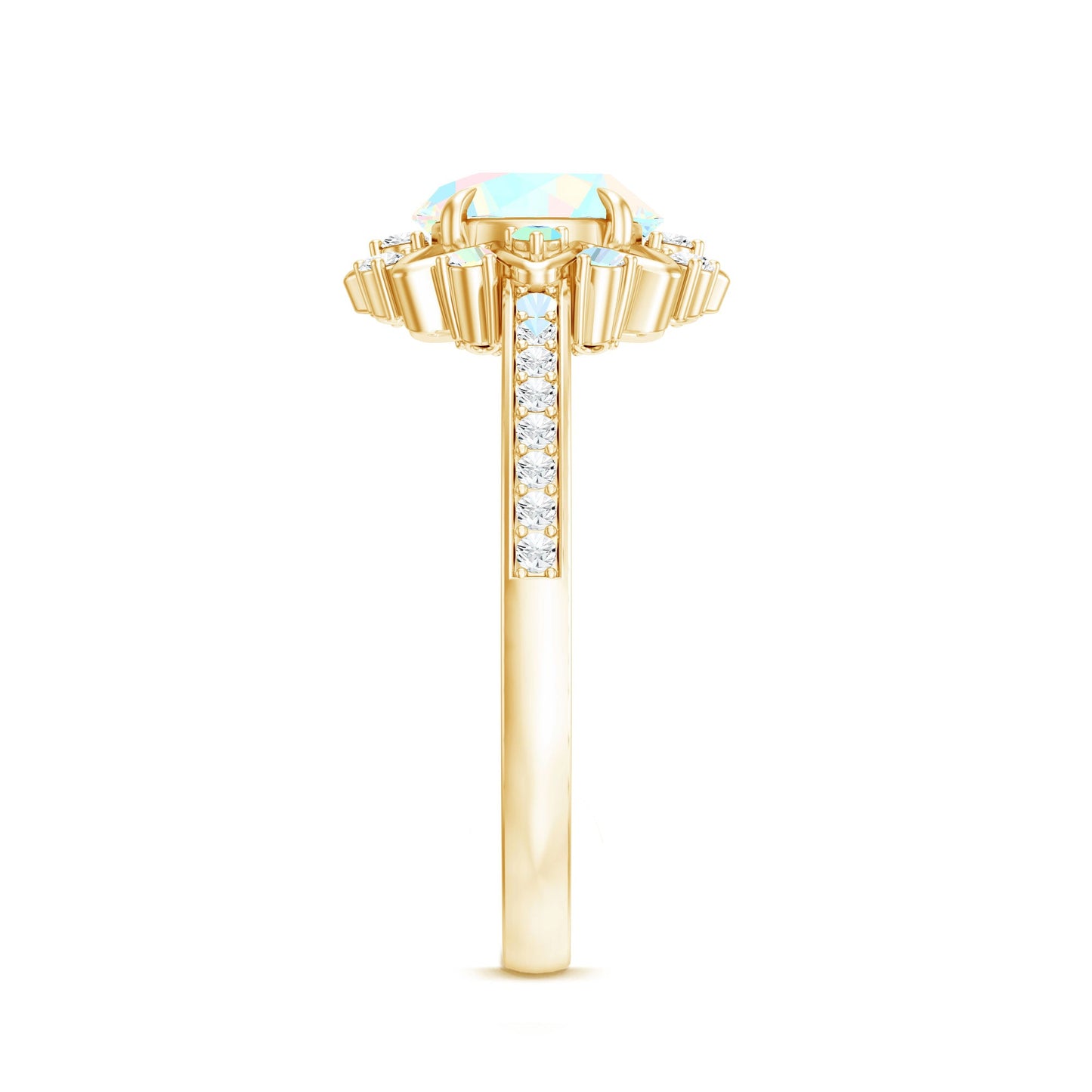 Genuine Ethiopian Opal Flower Engagement Ring with Diamond