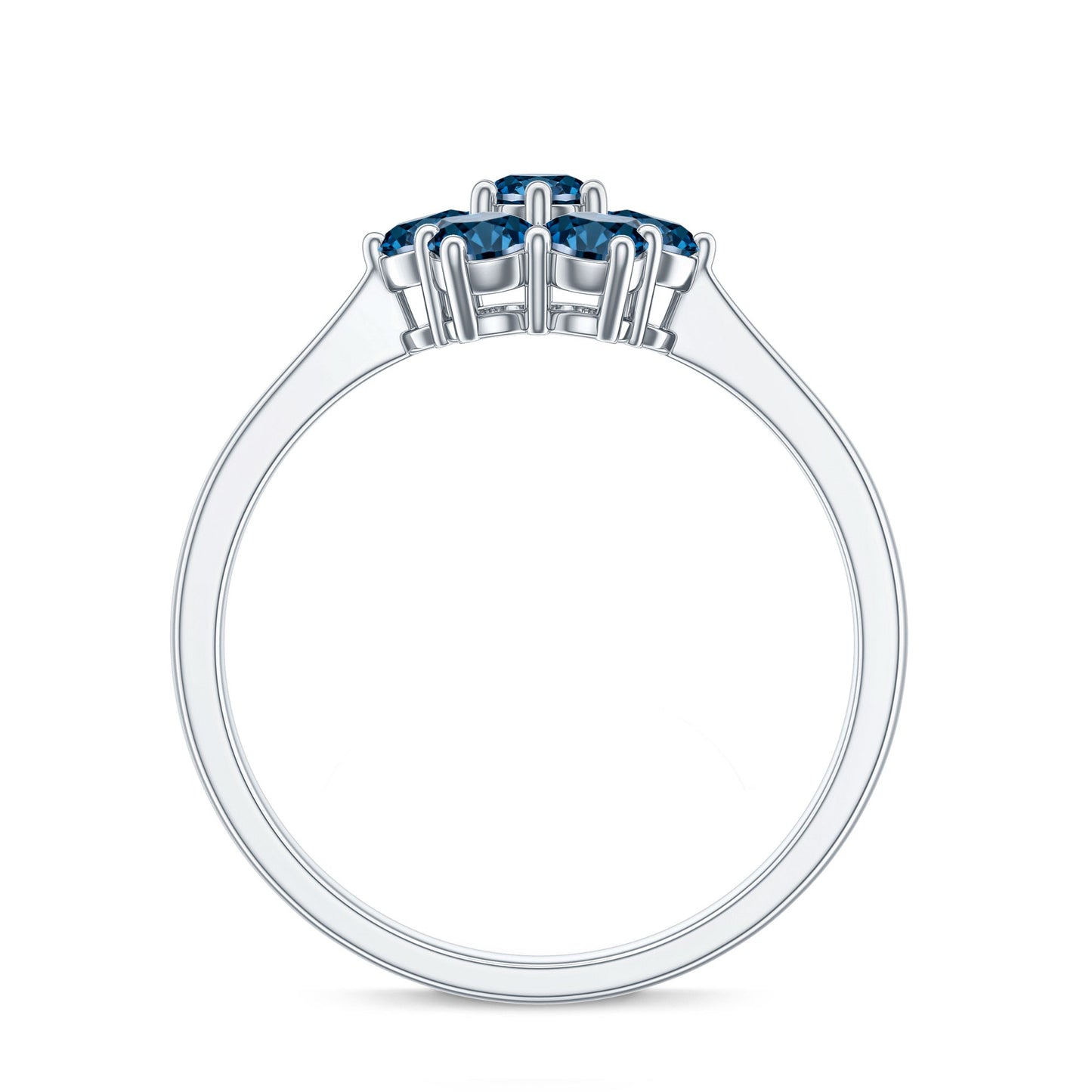 Genuine London Blue Topaz Flower Engagement Ring With Certificate
