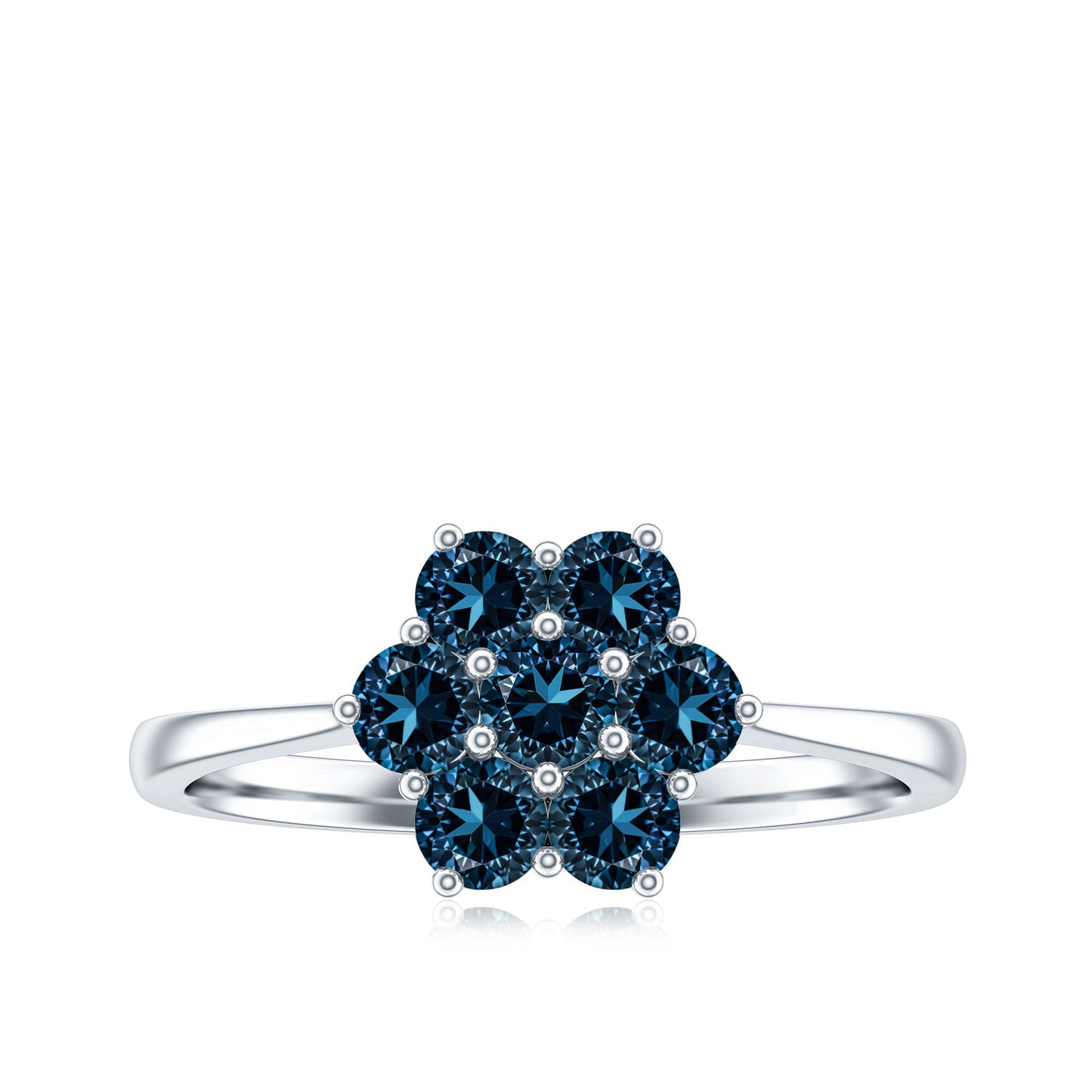Genuine London Blue Topaz Flower Engagement Ring With Certificate