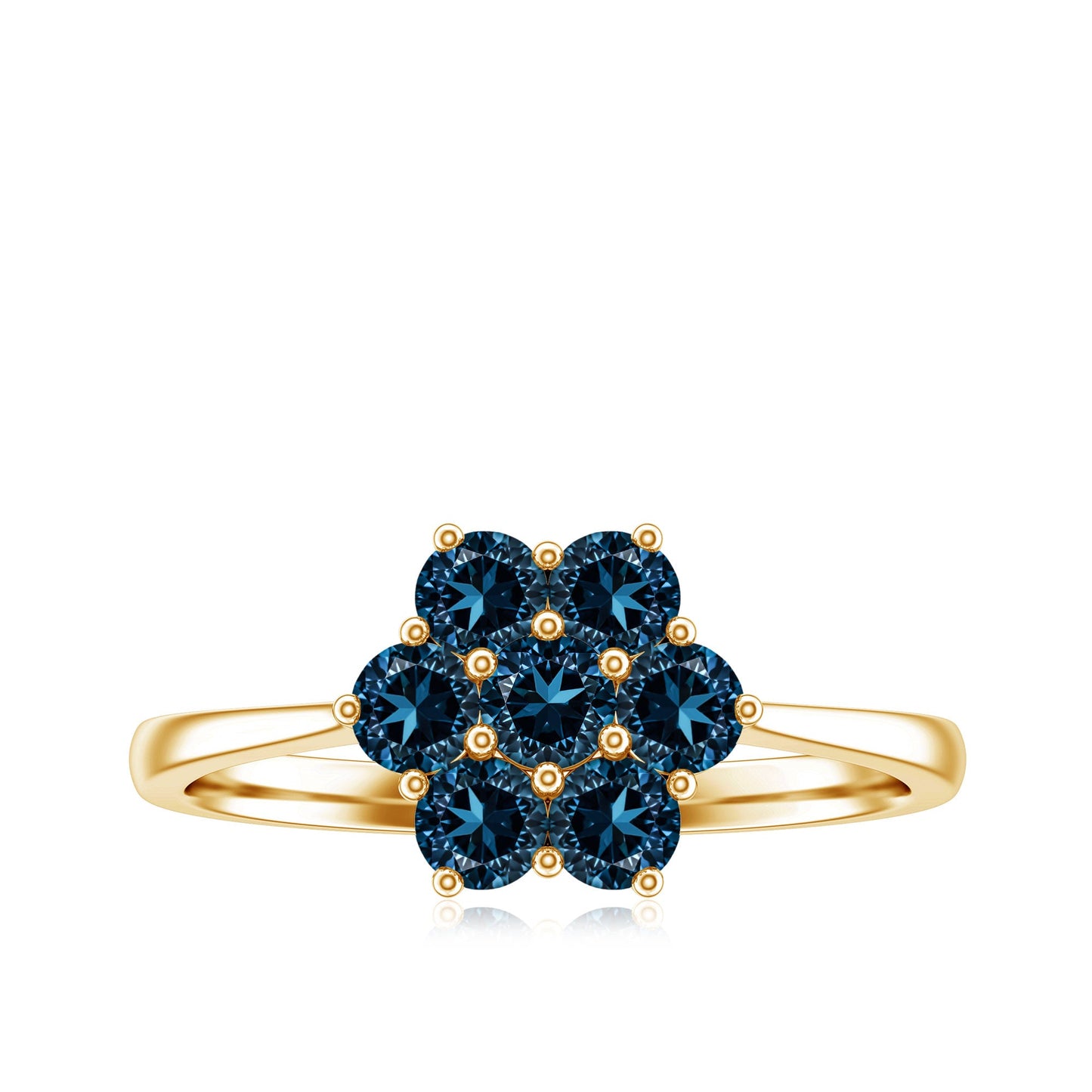 Genuine London Blue Topaz Flower Engagement Ring With Certificate