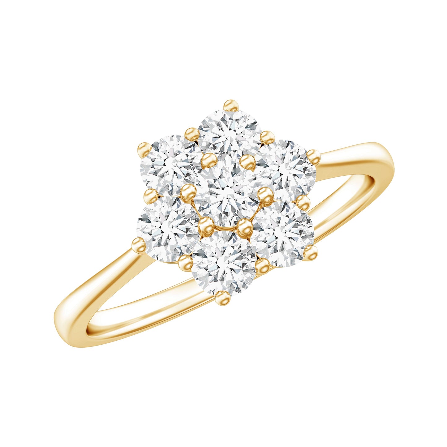 Natural Diamond Flower Cluster Engagement Ring for Women