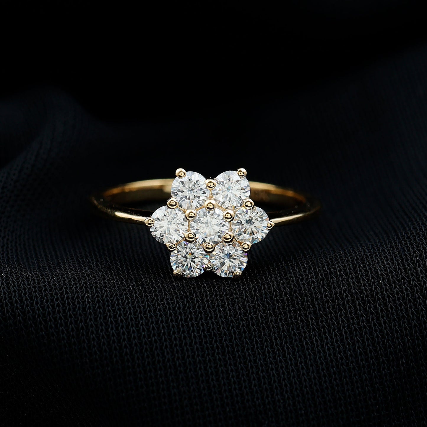 Natural Diamond Flower Cluster Engagement Ring for Women